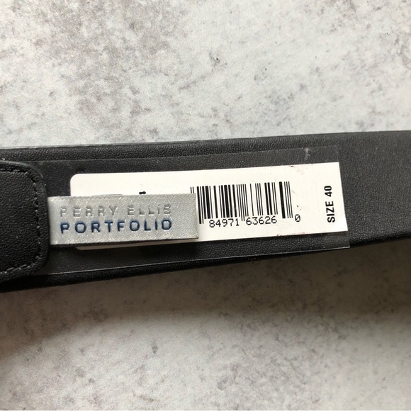Perry Ellis Dress Belt Portfolio Faux Leather Black 40 - Picture 4 of 9